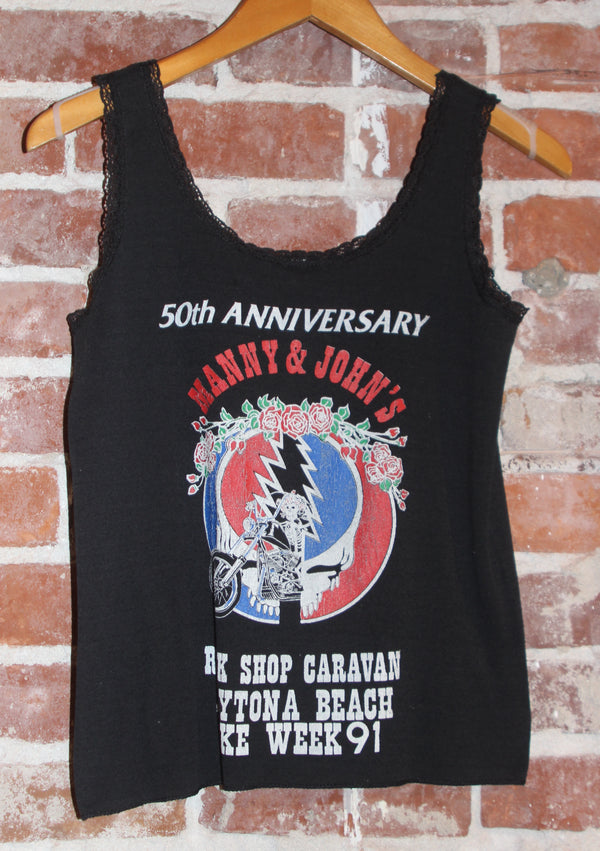 1990 Harley Davidson Tank Top with Lace Trim
