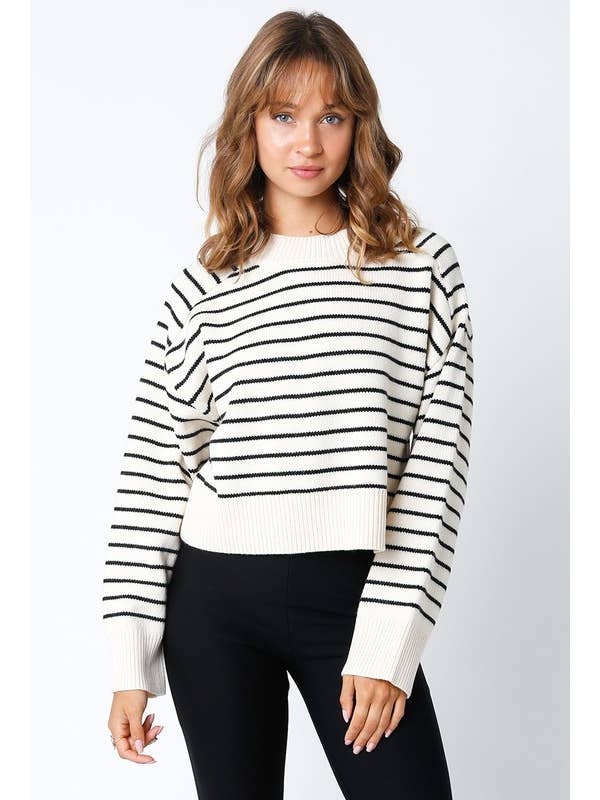Olivaceous Lara Stripped Sweater