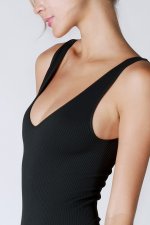 Ribbed V Neck Bodysuit