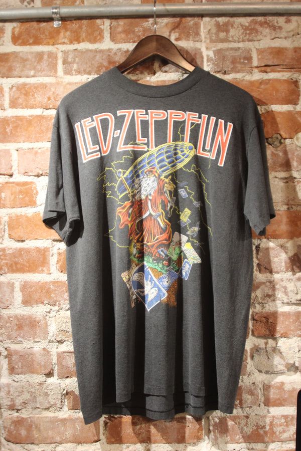 Vintage Led Zeppelin T Shirt Large Zoso Tarot Hermit Wizard 80s Concert Tour