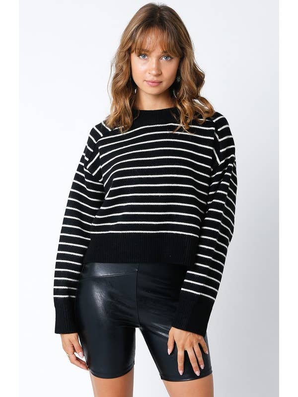 Olivaceous Lara Stripped Sweater
