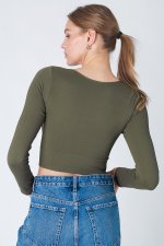 Nikibiki Ribbed Long Sleeve Crew Neck Crop Top