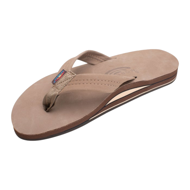 Rainbow Sandal Men's Leather Double Layer With Arch Wide Strap