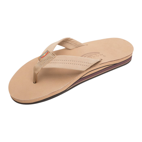 Rainbow Sandal Men's Leather Double Layer With Arch Wide Strap